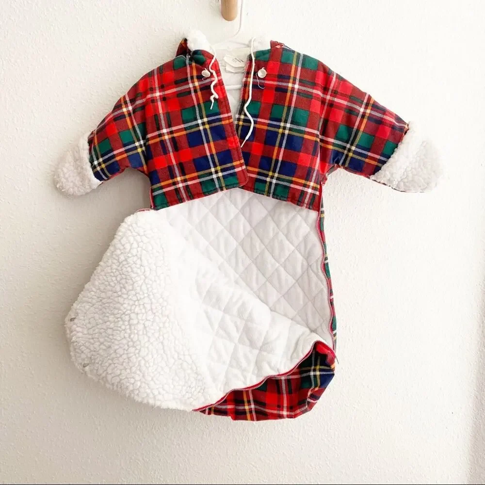 Quiltex Vintage Christmas Plaid Baby Bunting Snow Sack